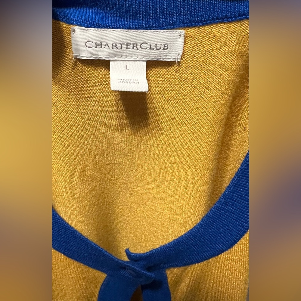 Charter Club Yellow and Blue Cardigan Sweater EUC - Picture 4 of 4